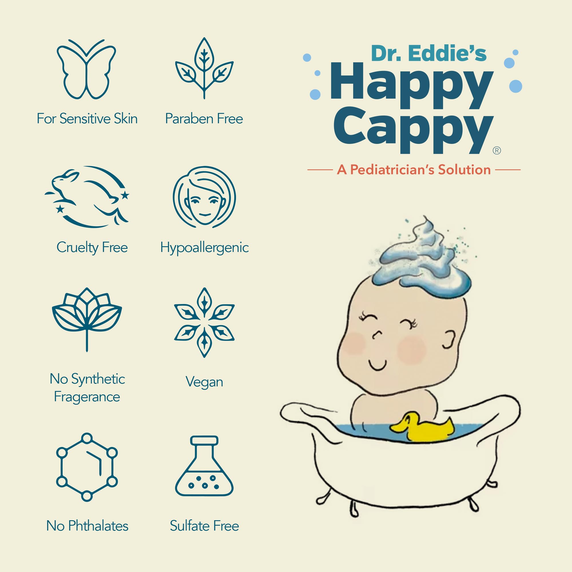 Happy Cappy family-ready set shown together for consistent three-step routines.