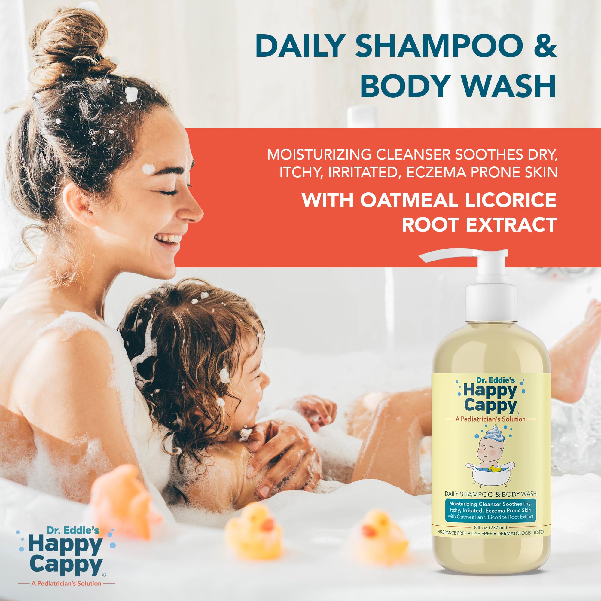 Happy Cappy Fragrance-free formula closeup reinforces gentle, irritant-free care for sensitive skin.