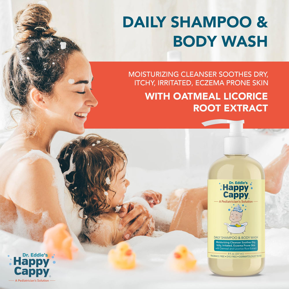 Happy Cappy Fragrance-free formula closeup reinforces gentle, irritant-free care for sensitive skin.