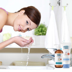 Happy Cappy fragrance-free label signals safe, irritant-free care for sensitive skin.