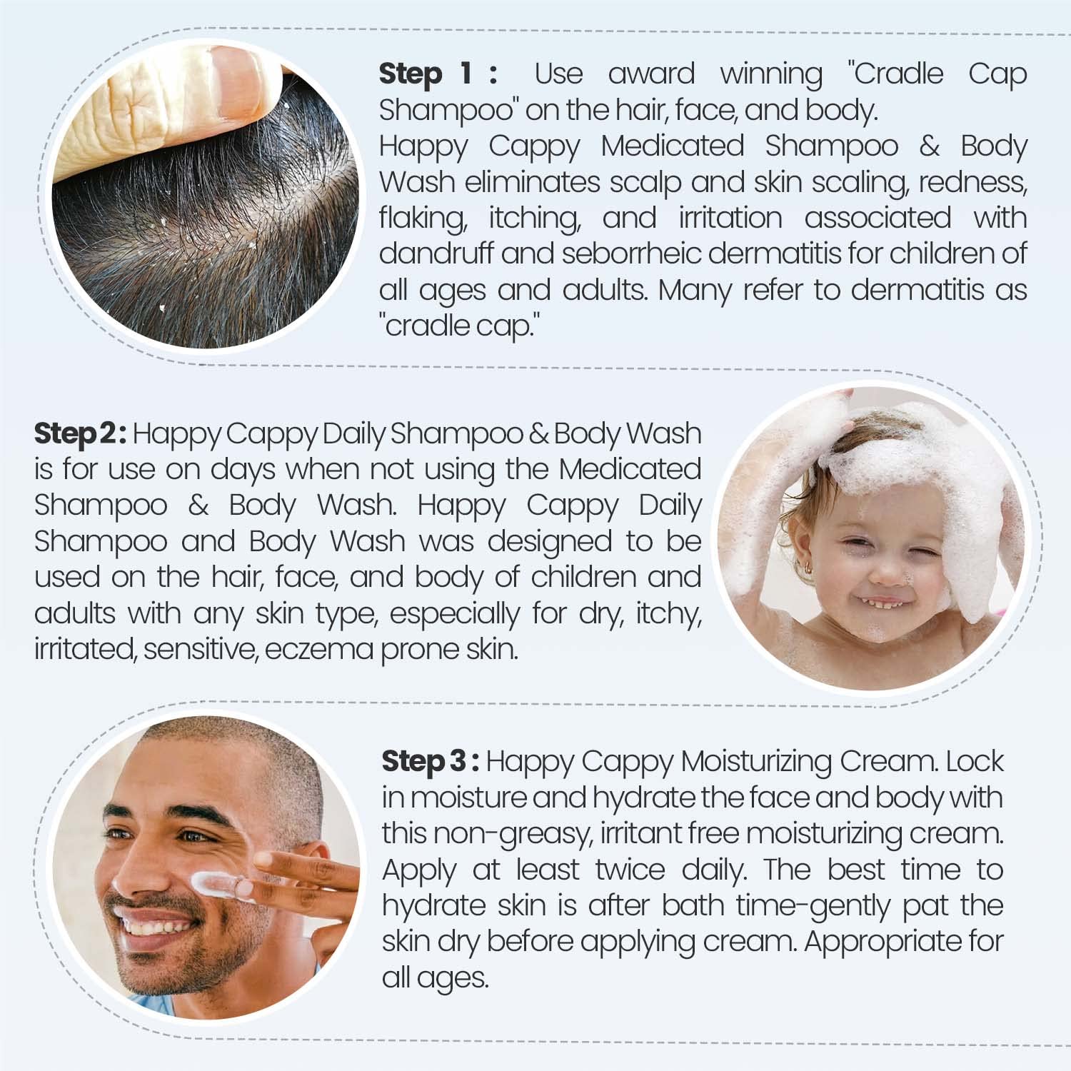 Happy Cappy fragrance-free label emphasizes gentle, eczema-friendly care