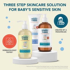Happy Cappy medicated shampoo for hair, face, and body—cradle cap friendly.