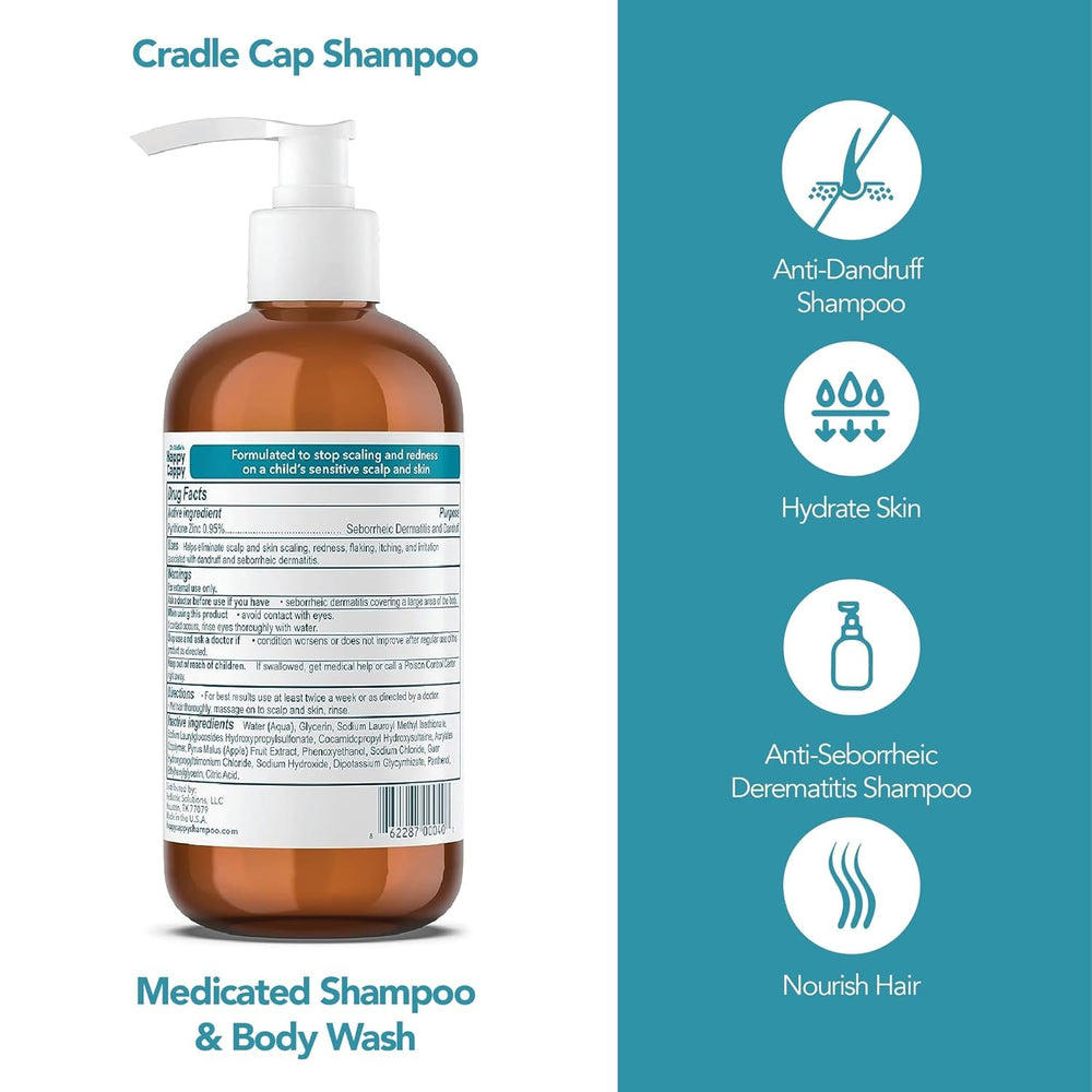 Happy Cappy lather application, gentle massage for cradle cap care.