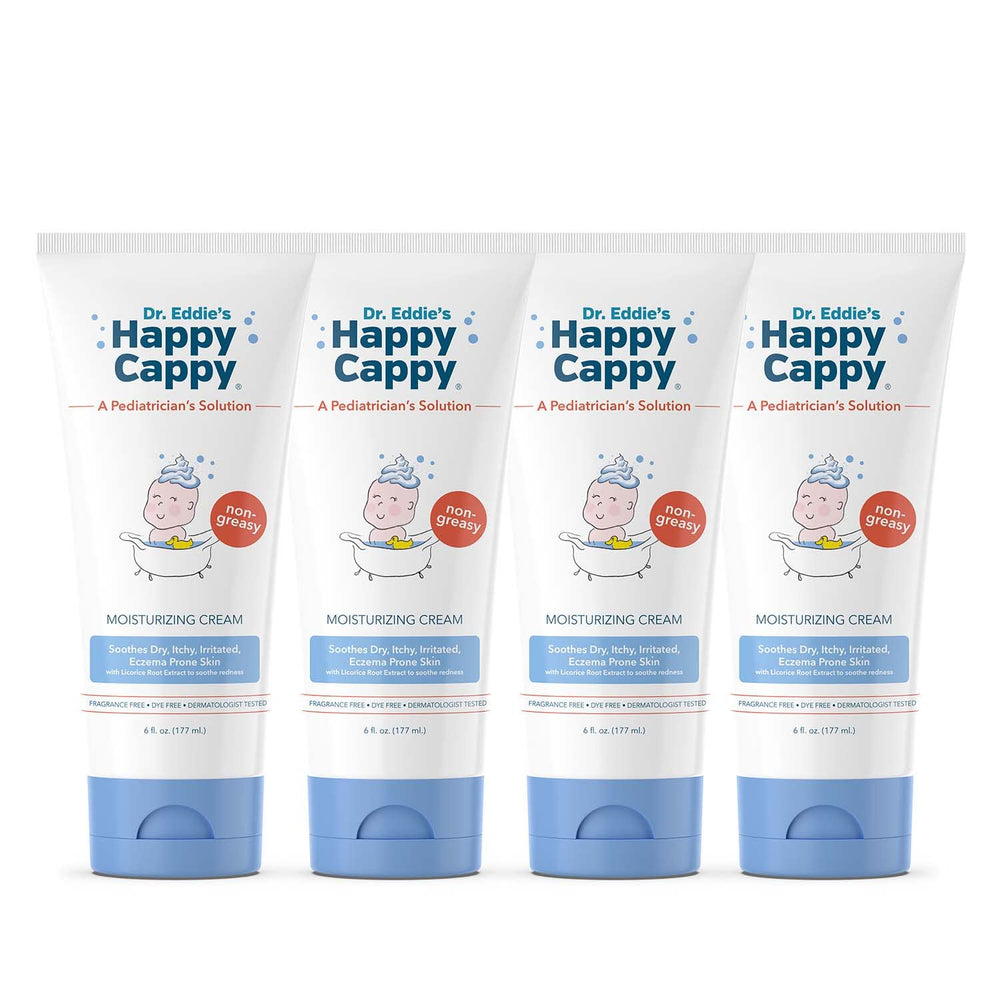 Happy Cappy bottle pour shows easy daily application for dry skin
