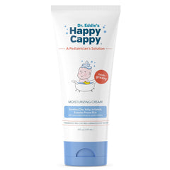 Happy Cappy Moisturizing Cream jar closeup demonstrating creamy texture for sensitive skin care.