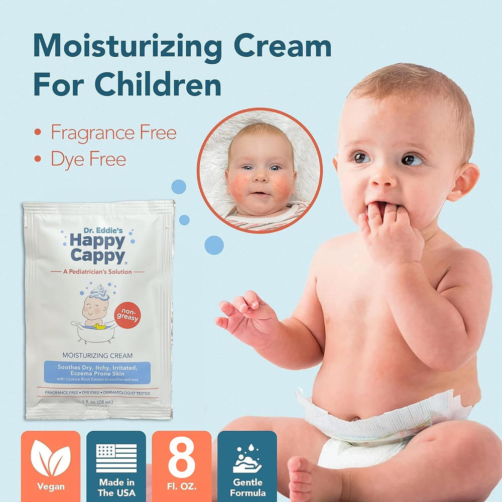 Happy Cappy Moisturizing Cream licorice-root ingredient closeup for soothing redness.