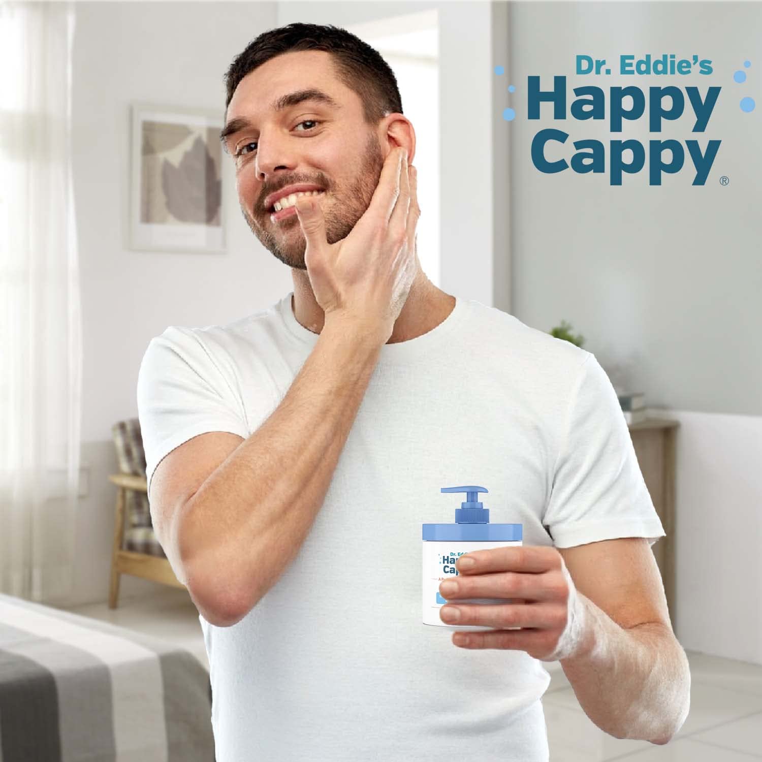 Happy Cappy cream with licorice root extract visual for redness support.