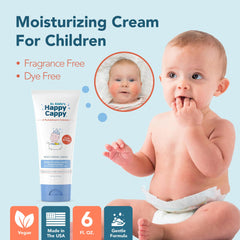 Happy Cappy Moisturizing Cream on baby-safe skin with lightweight, non-greasy absorption.