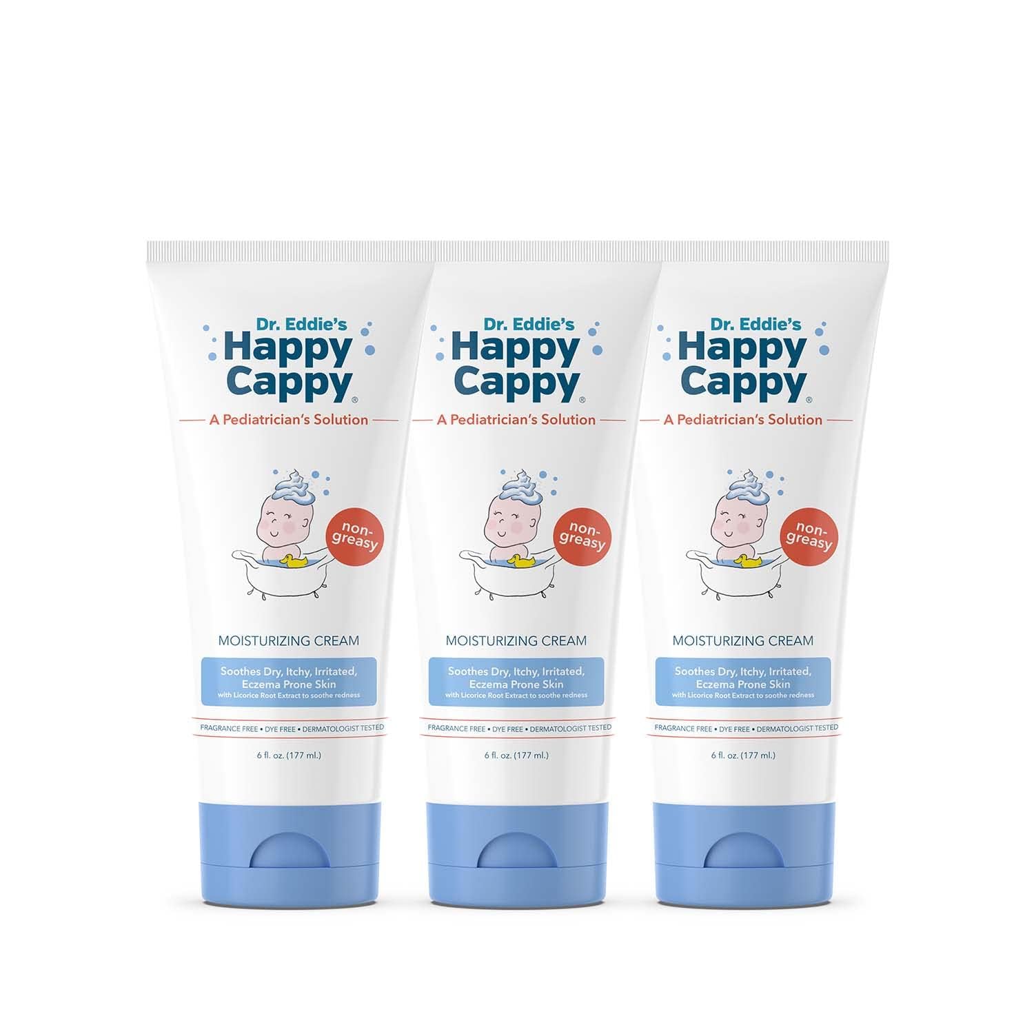 Happy Cappy Moisturizing Cream after use with softer, calmer skin