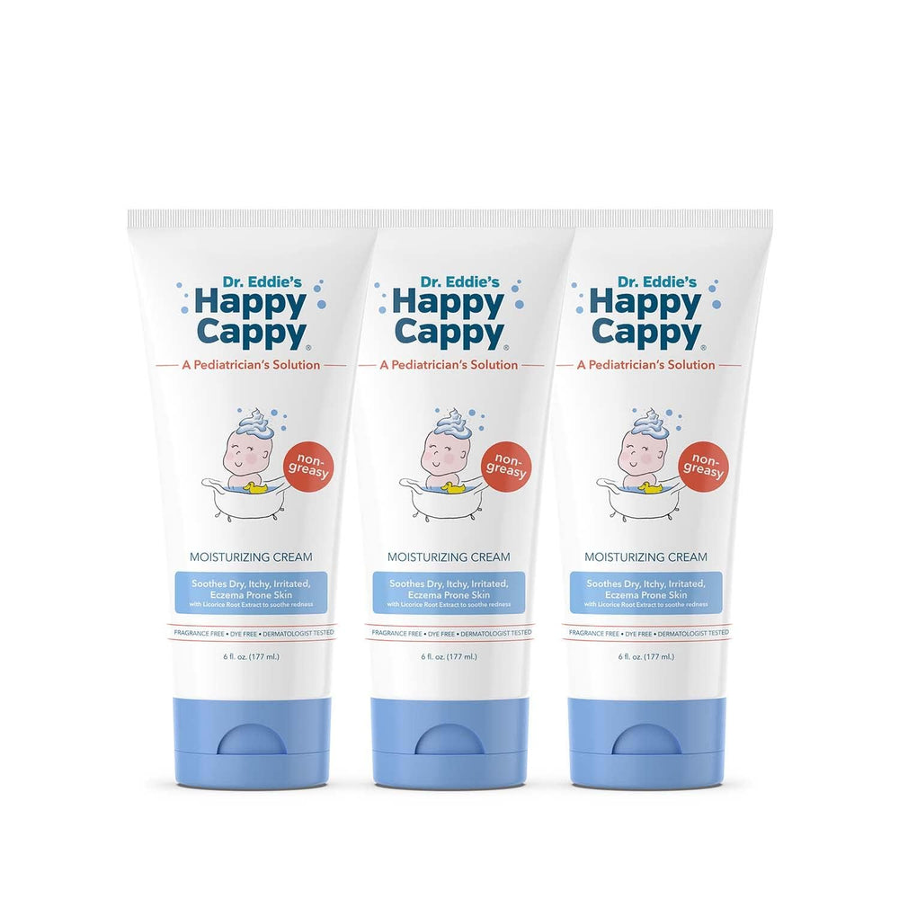 Happy Cappy Moisturizing Cream after use with softer, calmer skin