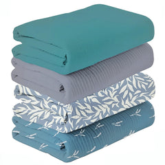 Happy Flute 4Set Muslin Swaddle Leaf Packaged: ultra-soft swaddles ready for gifting.