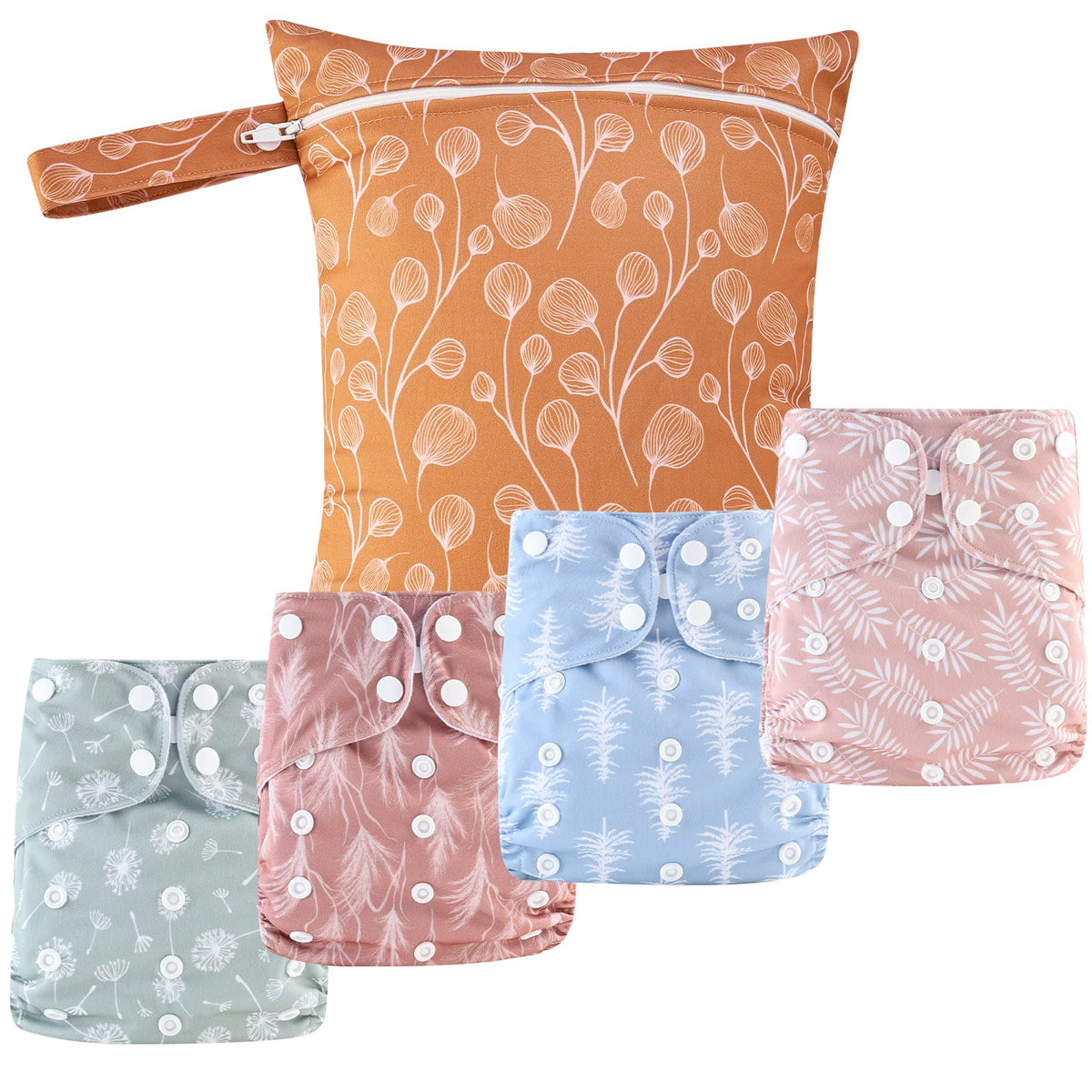 Happy Flute 9-sets newborn cloth pocket diaper kit ready for everyday use.