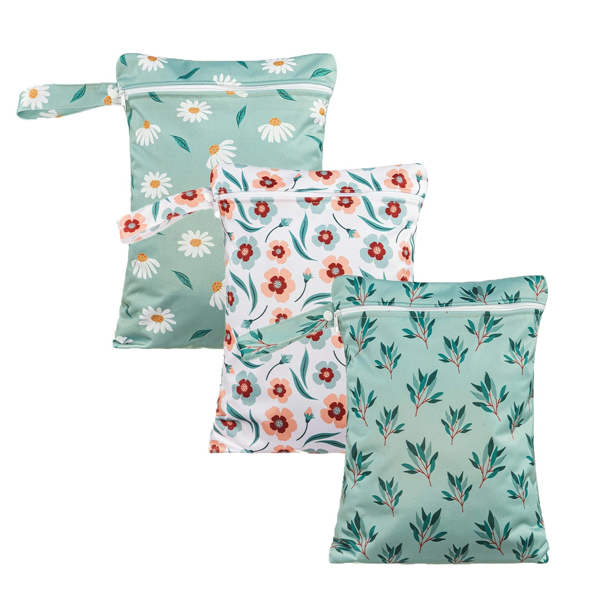 Happy Flute Daisy wet bag front view showing versatile storage for diapers and swimwear