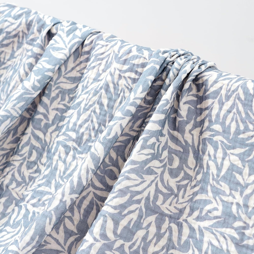 Happy Flute Leaf Design Soft Texture Closeup: plush muslin for tender touch.