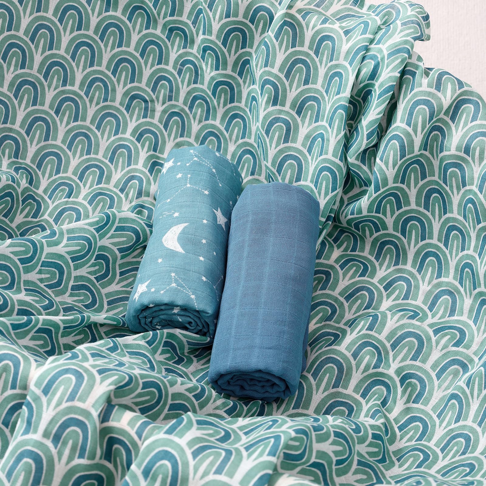 Happy Flute swaddle blankets stroller cover blue, enabling on-the-go shade and privacy during outings.