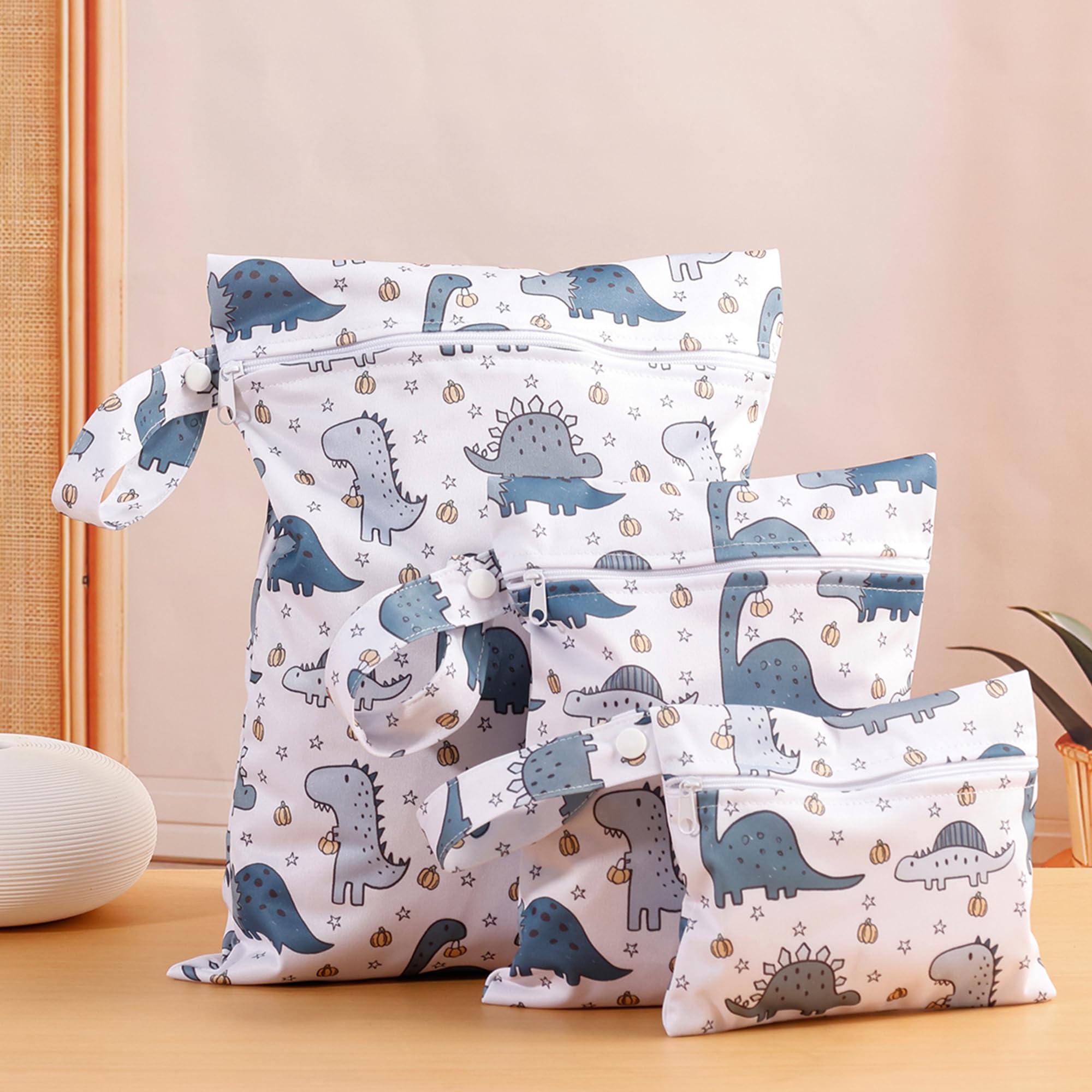 Happy Flute dinosaur design wet bag keeps swimsuits dry during travel