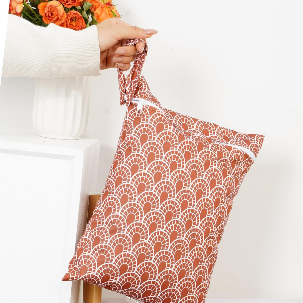 Happy Flute wet bag showing waterproof TPU fabric keeps items dry