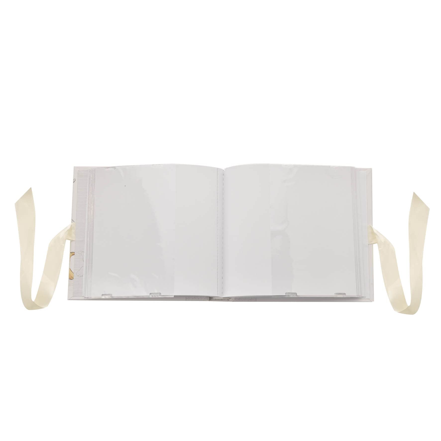 Happy Homewares ivory satin bow closure keeps photos secure and elegant