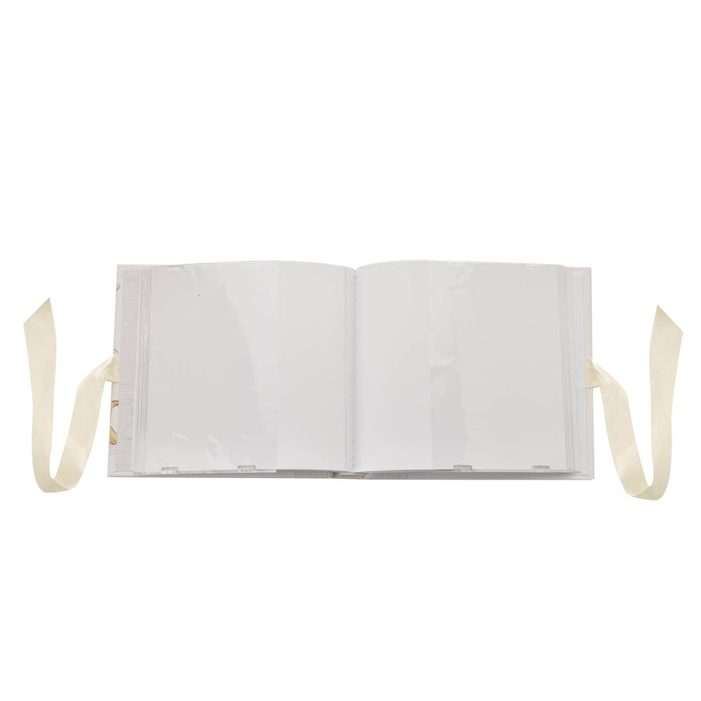 Happy Homewares ivory satin bow closure keeps photos secure and elegant