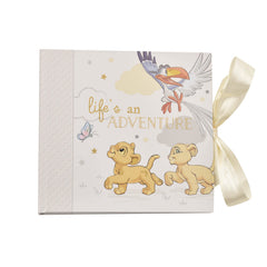 Happy Homewares Lion King photo album cover with Simba, ideal newborn memory keepsake