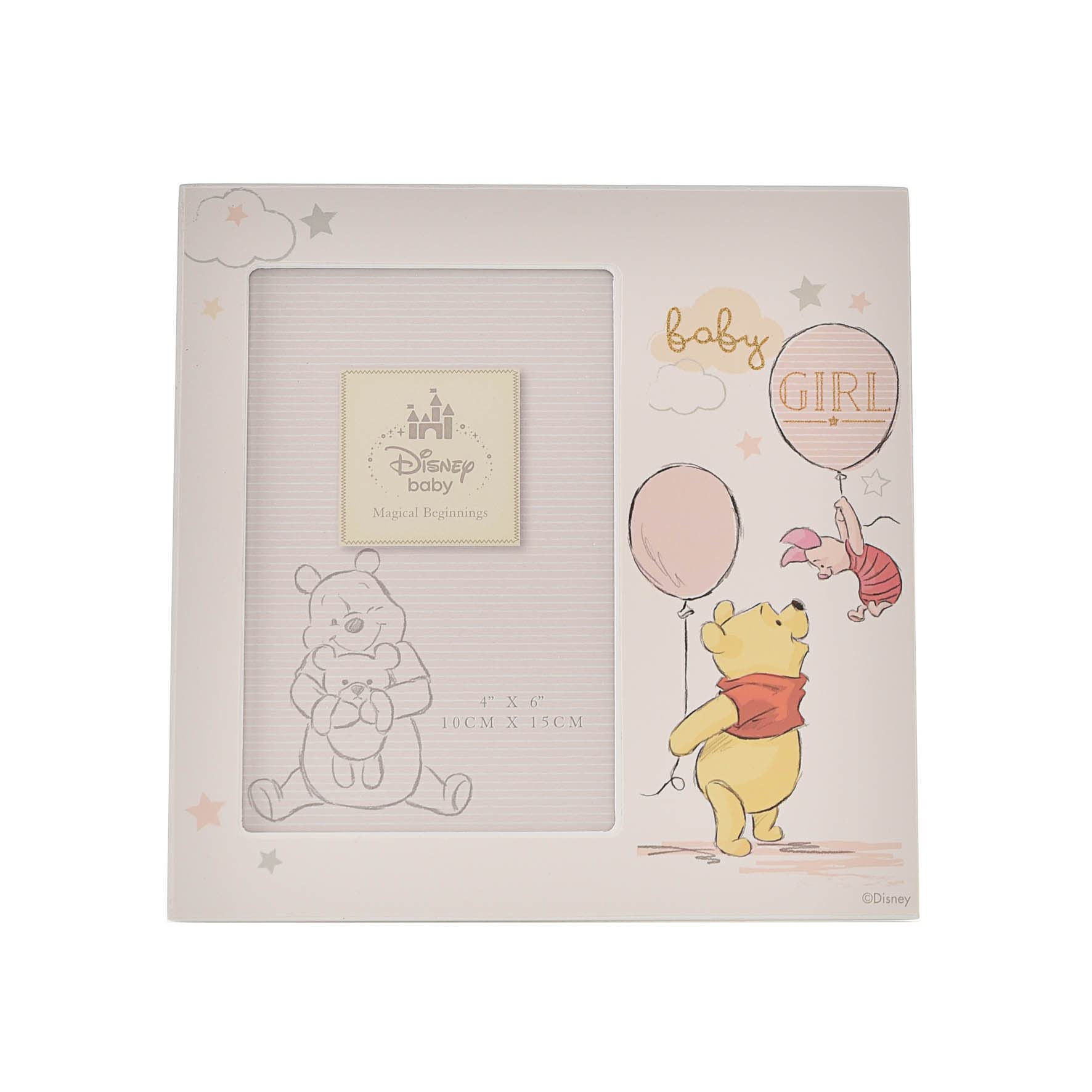 Happy Homewares Magical Beginnings frame gold lettering detail adds an elegant touch for newborn keepsakes