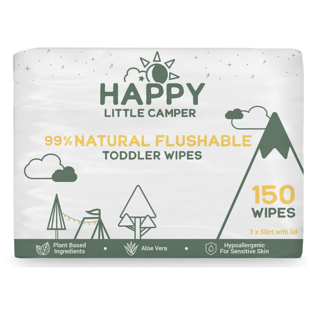 Happy Little Camper natural flushable wipes unscented pack for gentle cleanups