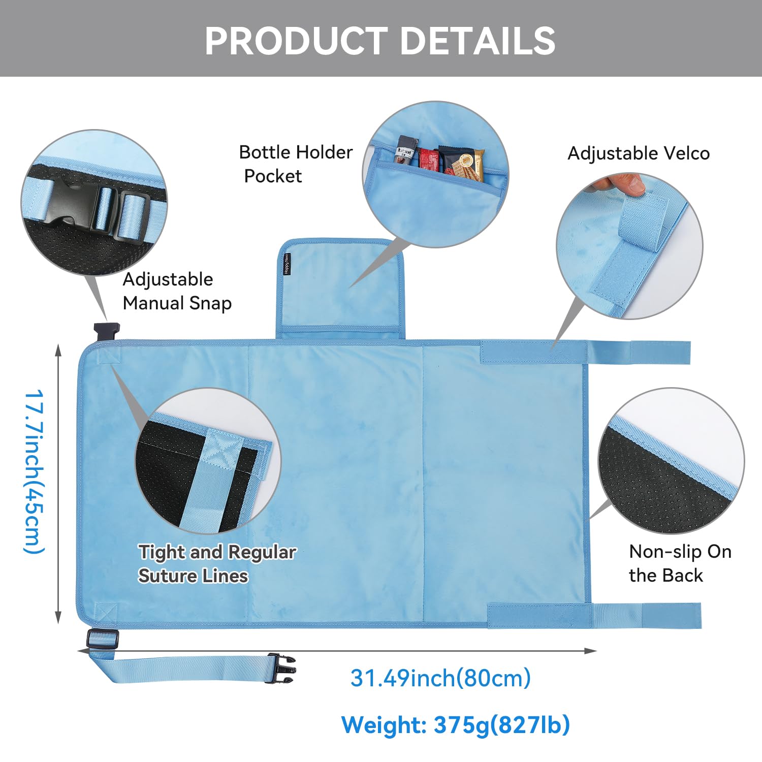 Happy Nest airplane bed bottle holder keeps drinks handy during flights.