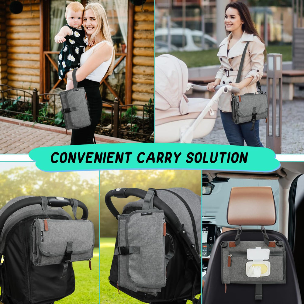 Happy Nest stroller attachment option demonstrates secure hands-free use