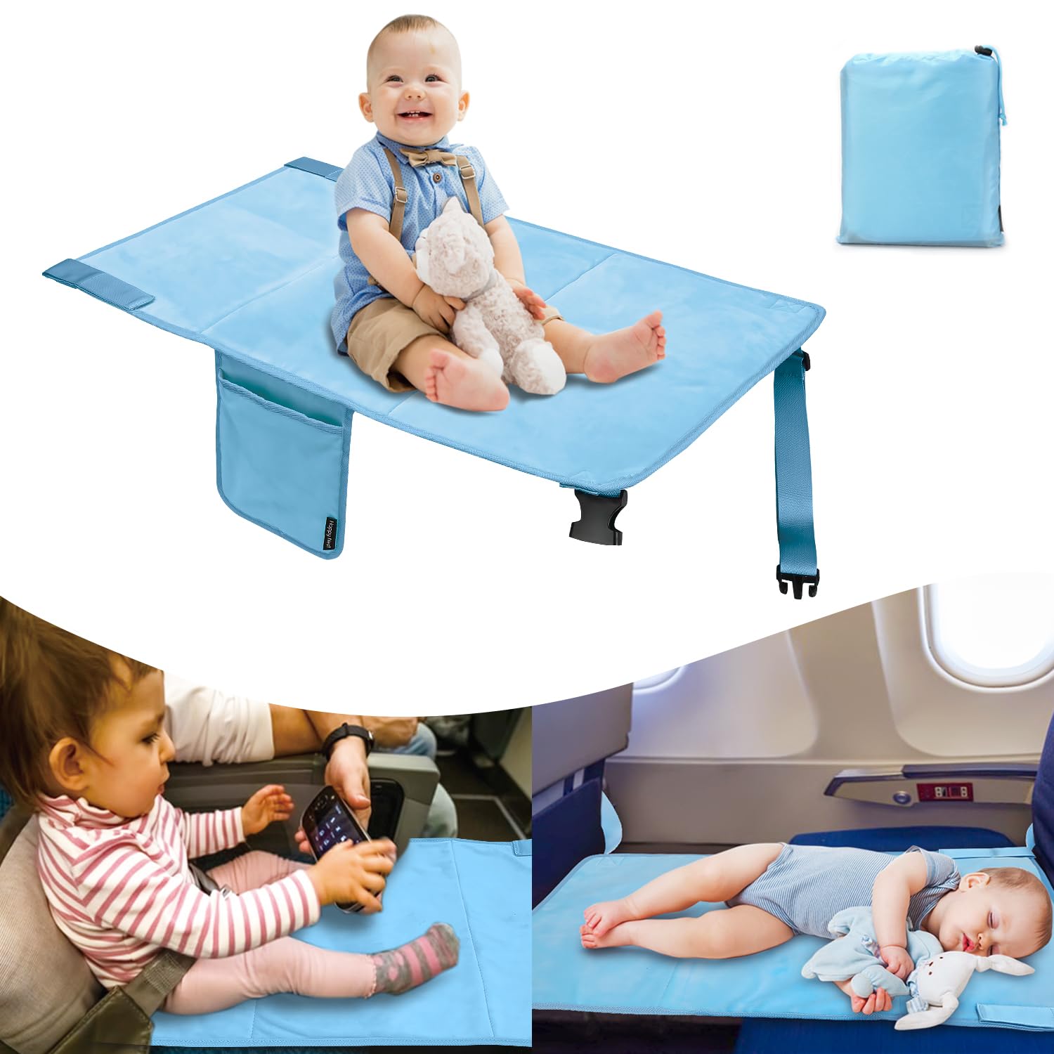 Happy Nest toddler airplane bed folded compact for easy packing and travel.