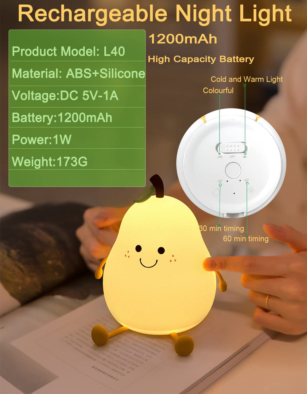 HAPPYBAG 7-color LED night light creates cozy scenes for storytelling.