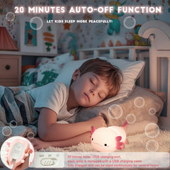 HAPPYBAG Axolotl Night Light dimmed setting creates gentle room ambience