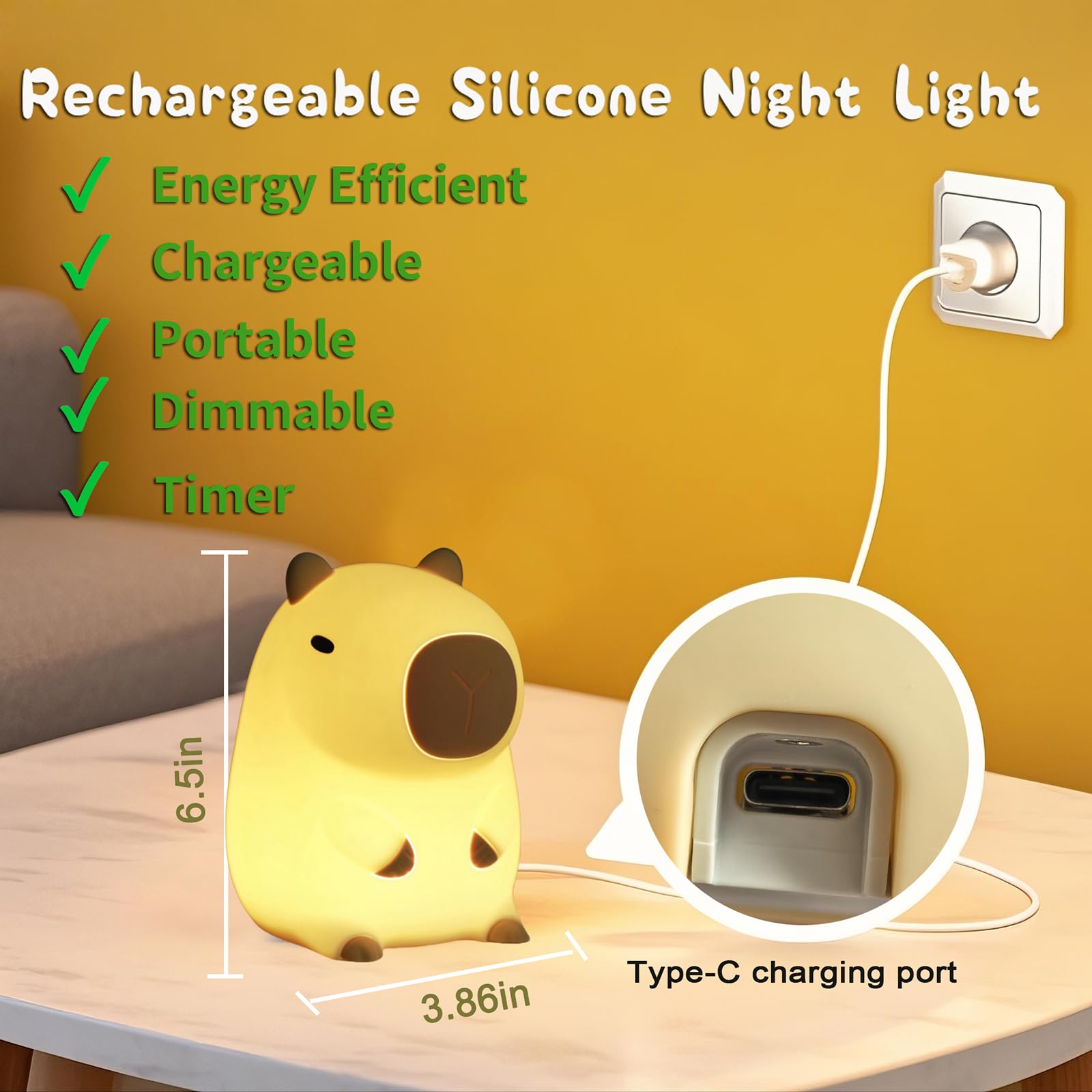 HappyBag Portable Capybara Night Light for camping and travel convenience.