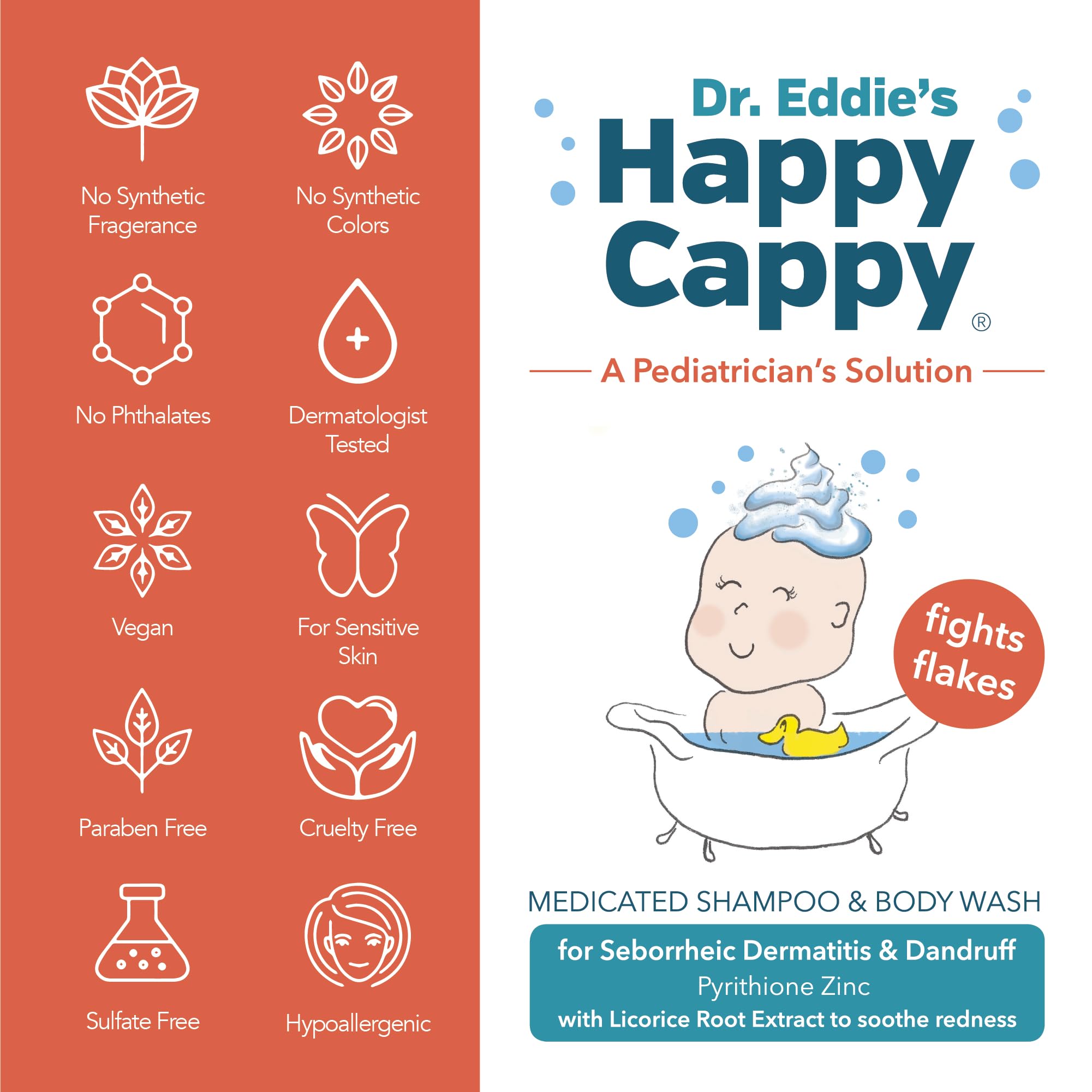 Happy Cappy medicated shampoo shown as gentle face and body wash.