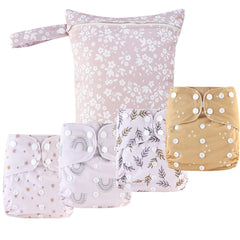 HappyFlute 9-set newborn pocket diaper close-up shows a secure closure for a snug fit.
