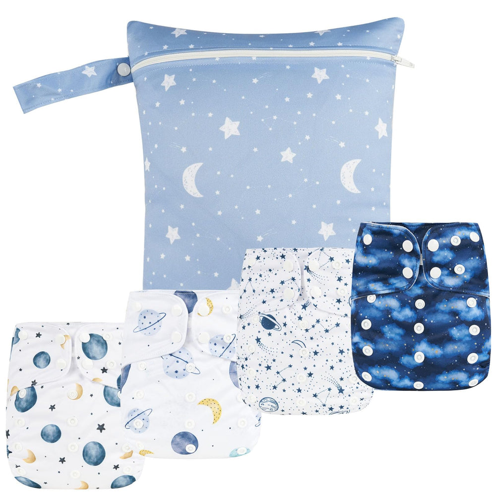 HappyFlute newborn pocket diaper pack with adjustable fit for growing babies.