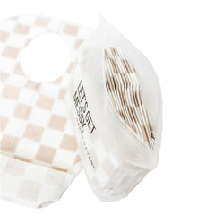 Happy Haven flex-fit baby bib close-up shows soft materials for comfortable meals.