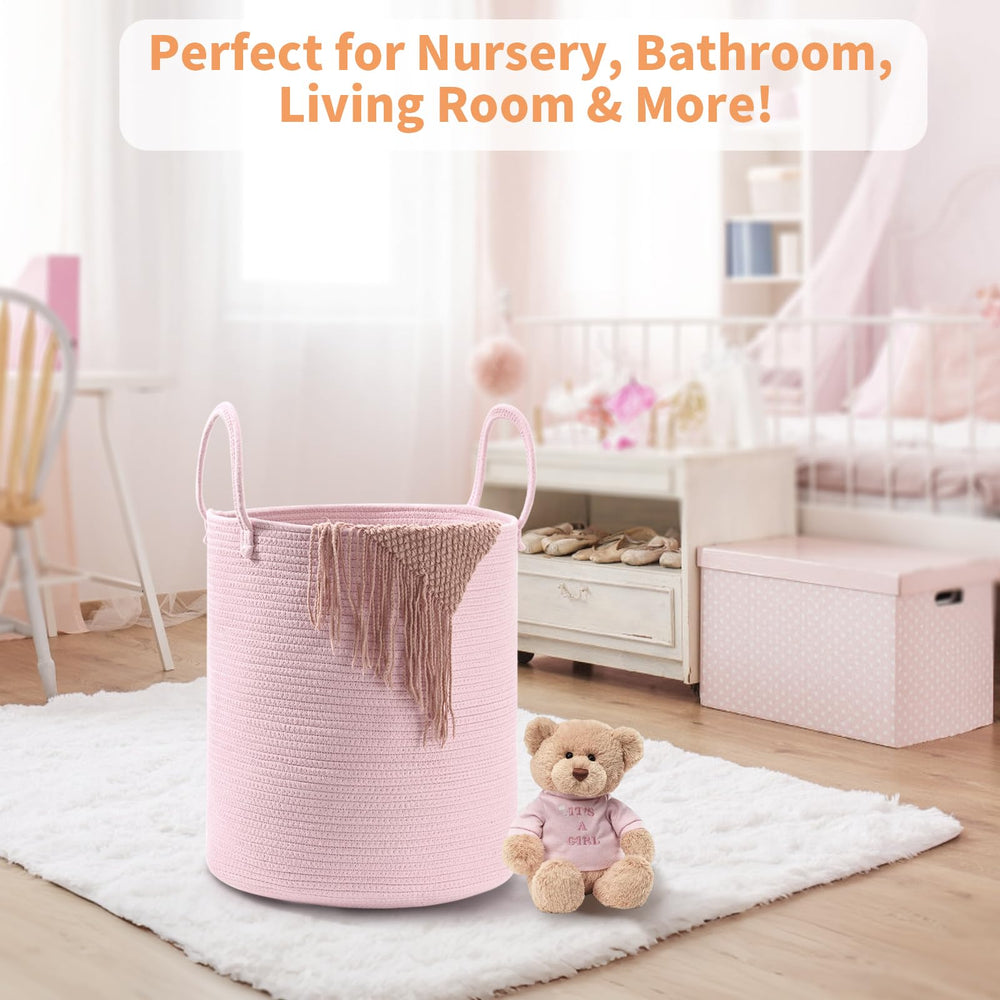 Happyiren 2-pack laundry baskets in beige for a neutral space.