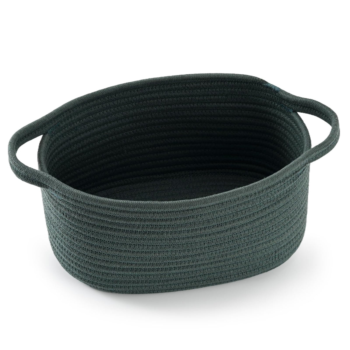 Happyiren Cute Woven Basket hunter green front view for stylish storage and gifting