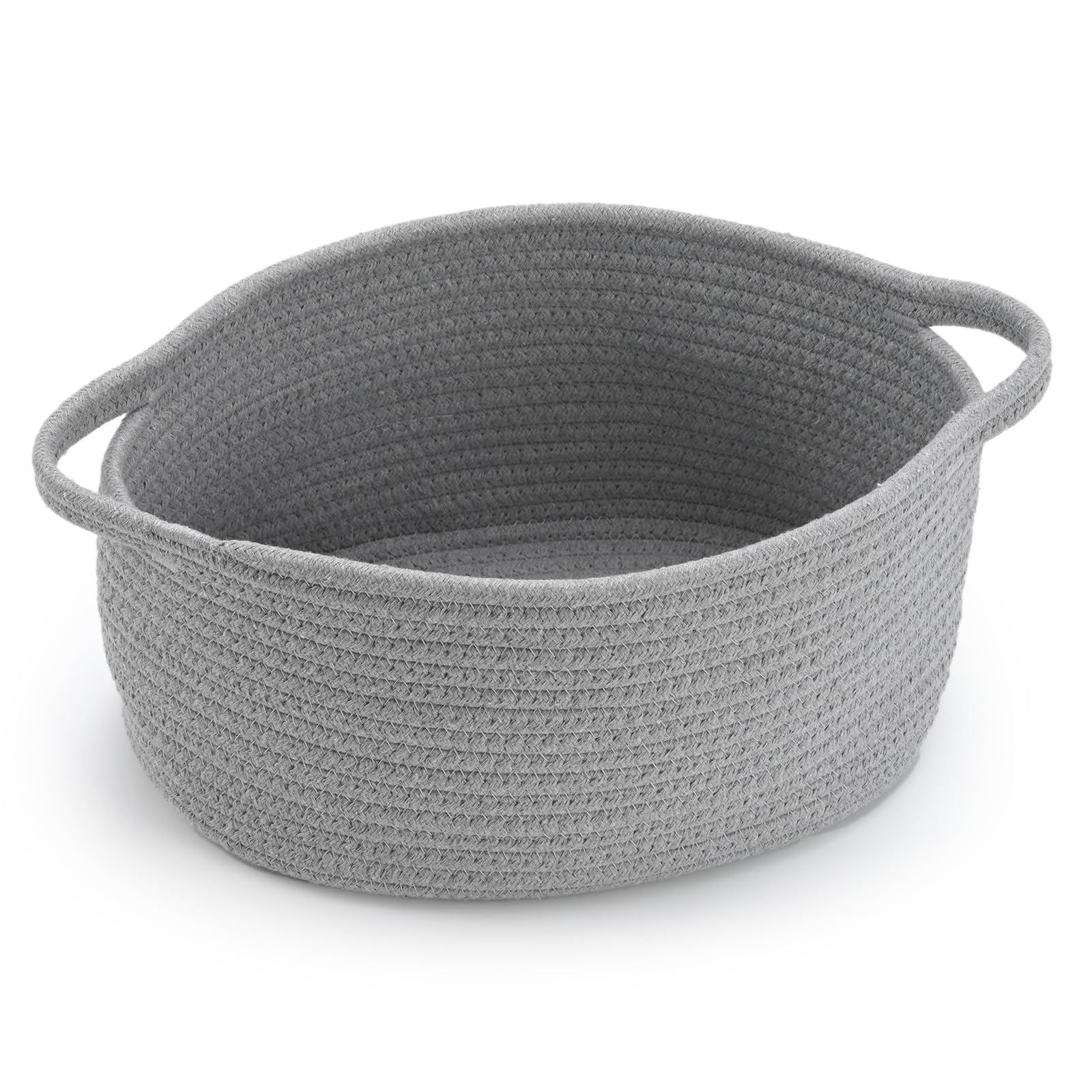 Happyiren cute woven storage basket with handle closeup for easy lifting and portability