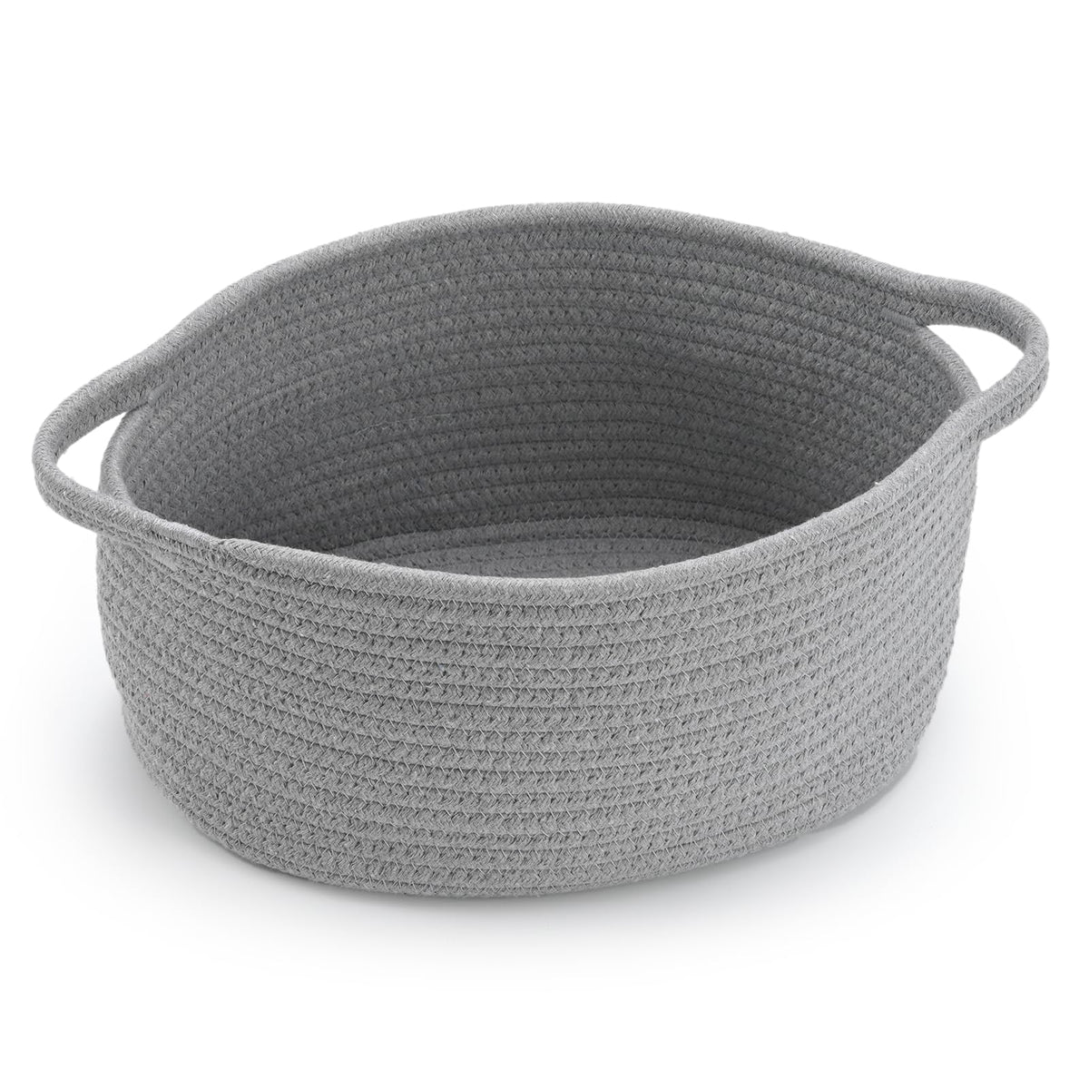 Happyiren cute woven storage basket with handle closeup for easy lifting and portability