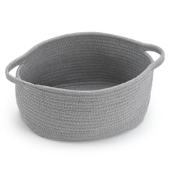 Happyiren cute woven storage basket with handle closeup for easy lifting and portability