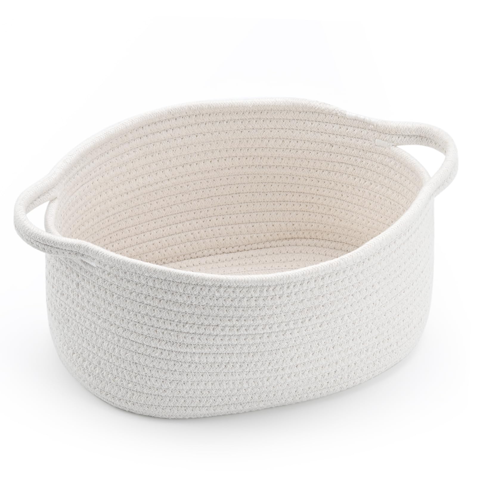 Happyiren cute woven storage basket with handle in nursery for tidy organization