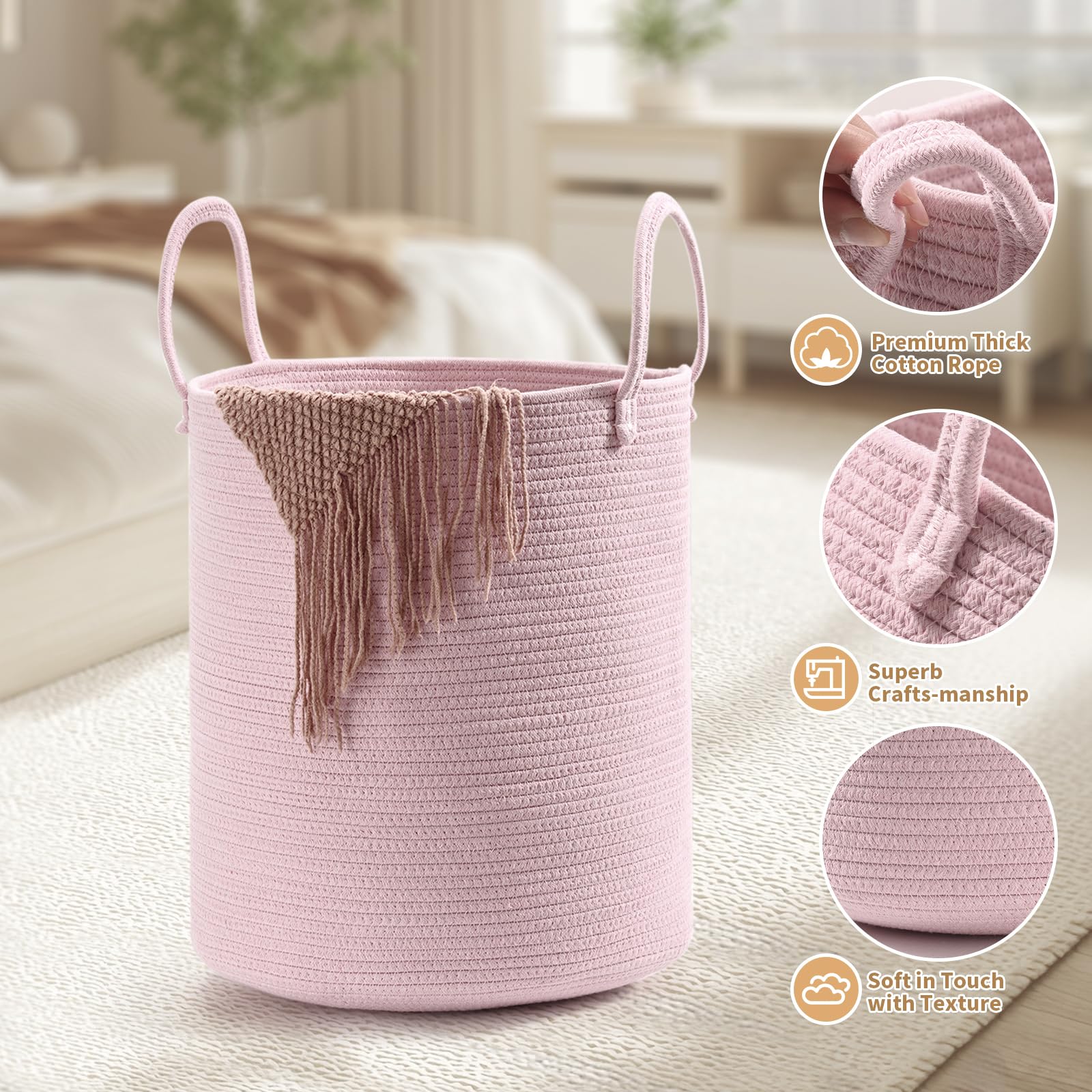 Happyiren basket weave closeup showing durable cotton rope construction.