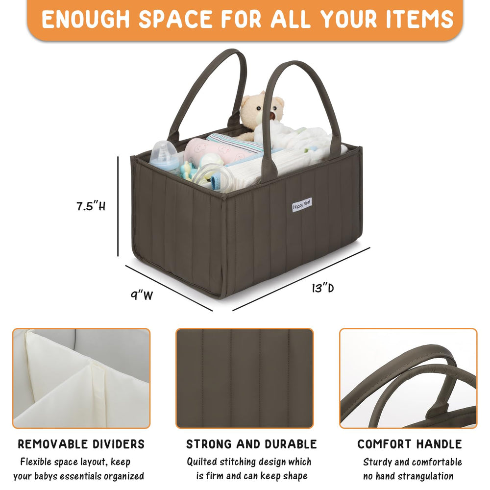 HAPPY NEST diaper caddy with removable dividers offers flexible layouts