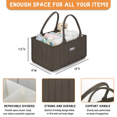 HAPPY NEST diaper caddy with removable dividers offers flexible layouts