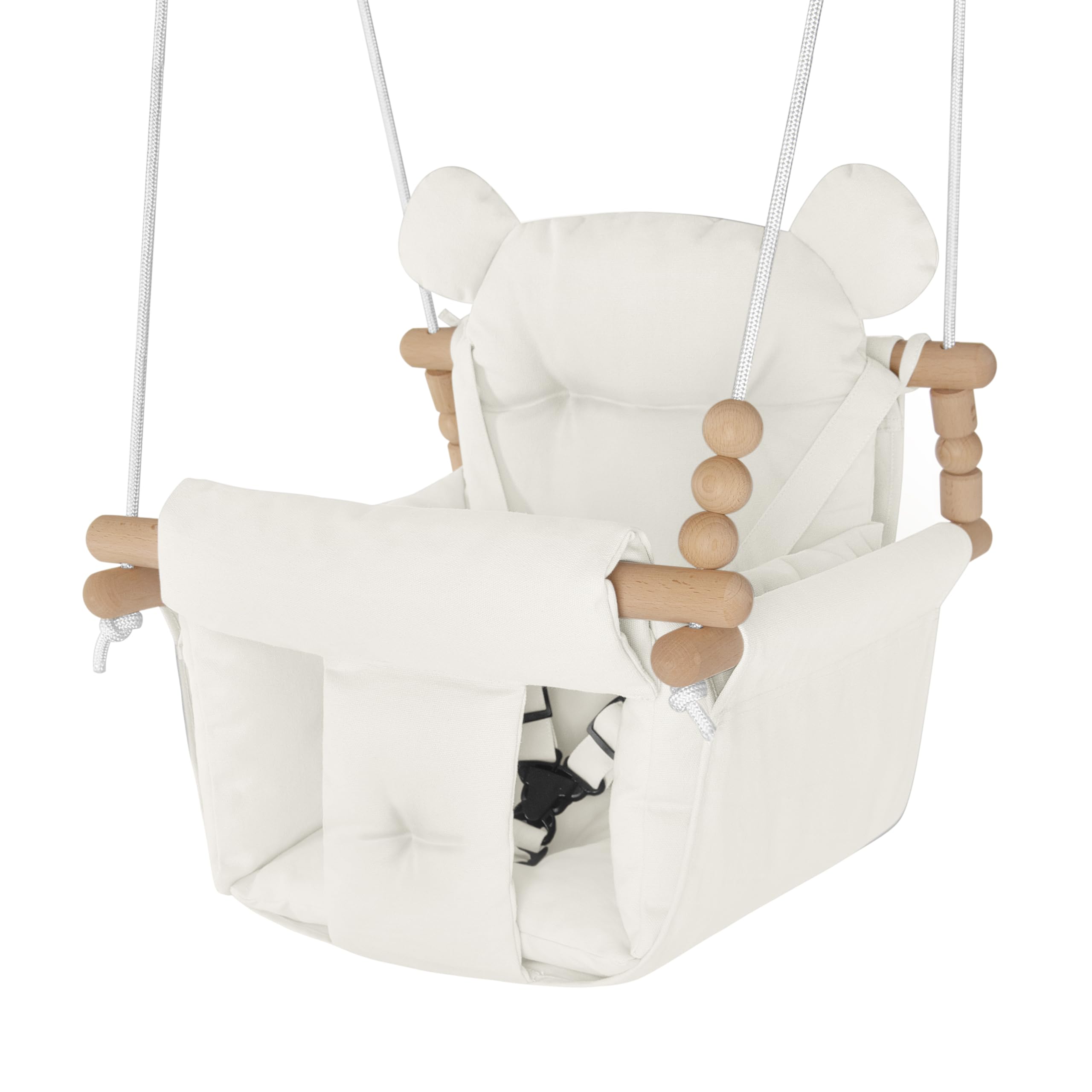 HAPPY PIE BABY SWING inside-outdoor beige seat for safe indoor and outdoor fun.