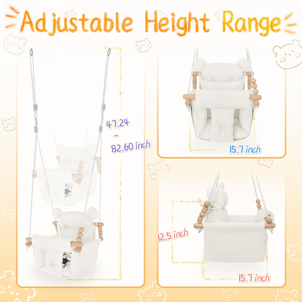 HAPPY PIE BABY SWING mounting hardware included for quick, secure installation.