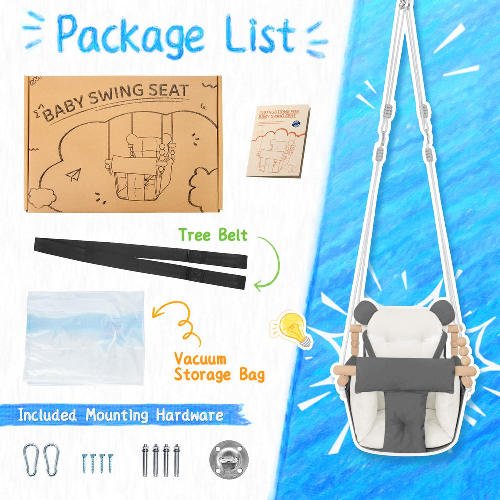 HAPPY PIE BABY SWING removable cushion makes cleaning easy after play