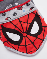 Happy Threads gray bandana bib with allover comic book print for playful feeding times