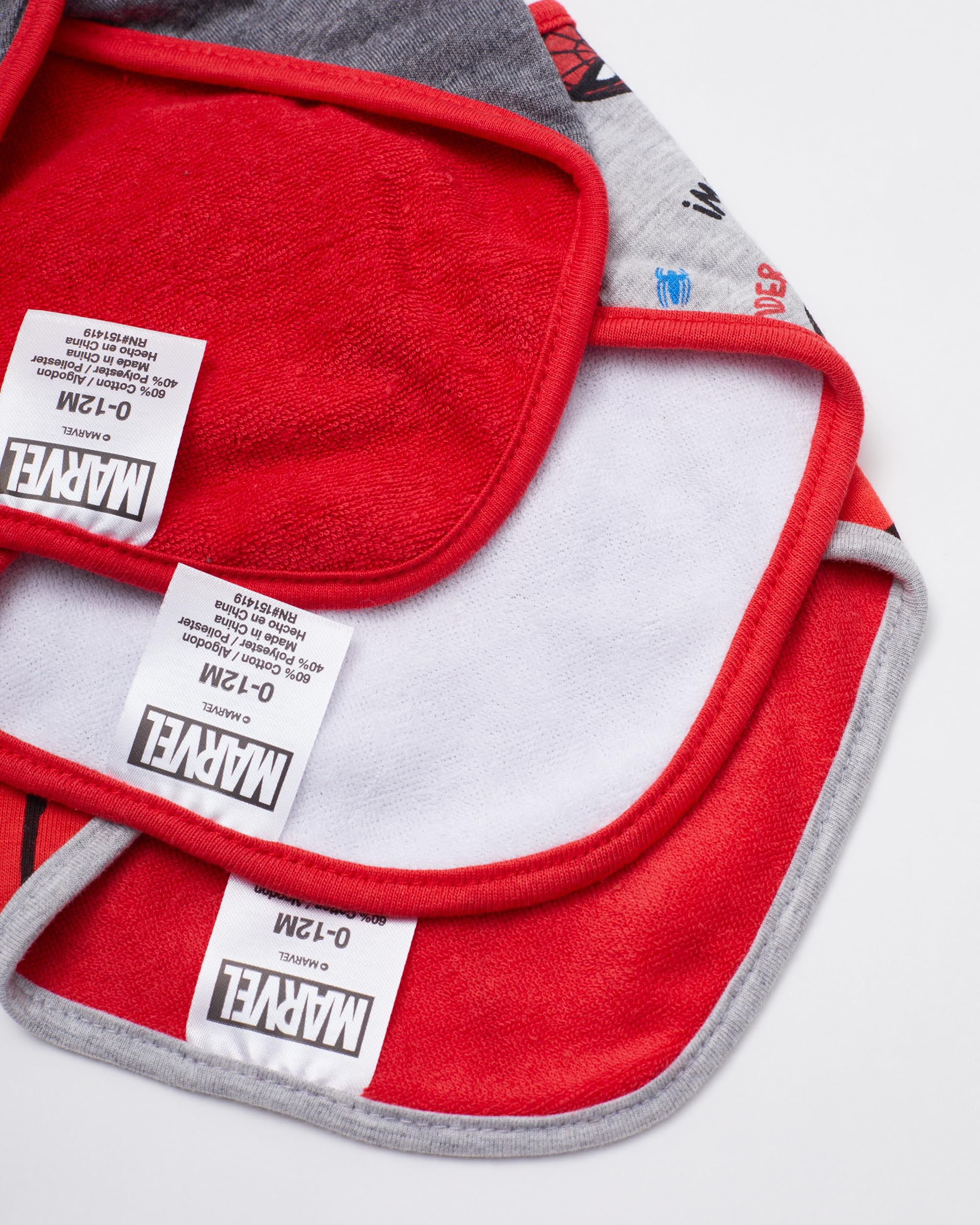 Happy Threads three-pack superhero bibs display colorful prints ready for everyday messes